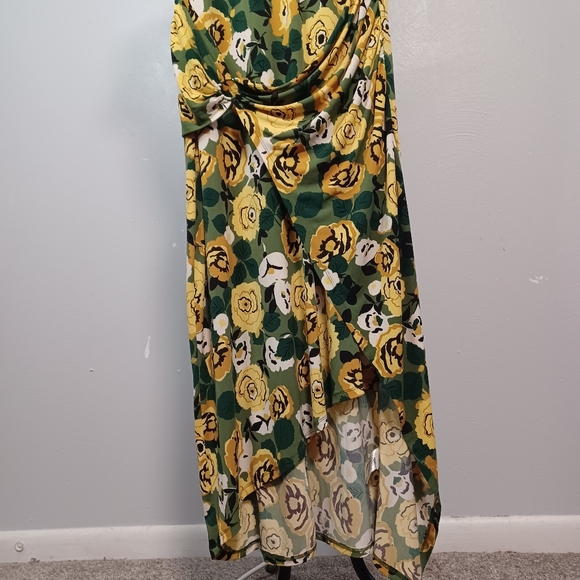 #72 Donna Morgan Floral Faux Wrap Dress Size 16 - Picture 2 of 6